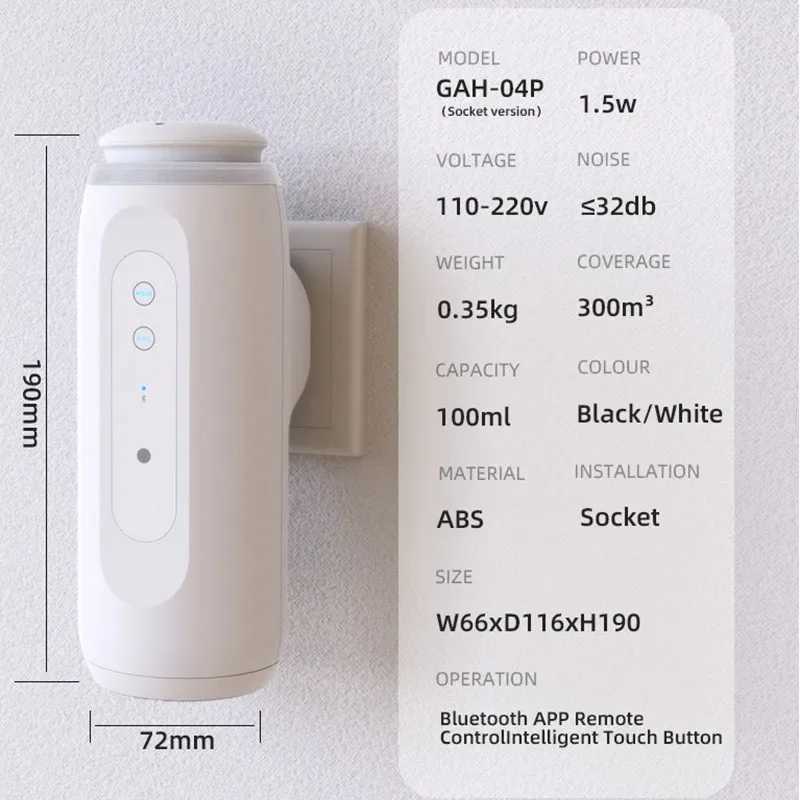 Waterless Essential Oil Diffuser Wall Plug Aroma Oil Diffuser Cool Mist Electric Scent Machine Smart Bluetooth Control For Home W250516