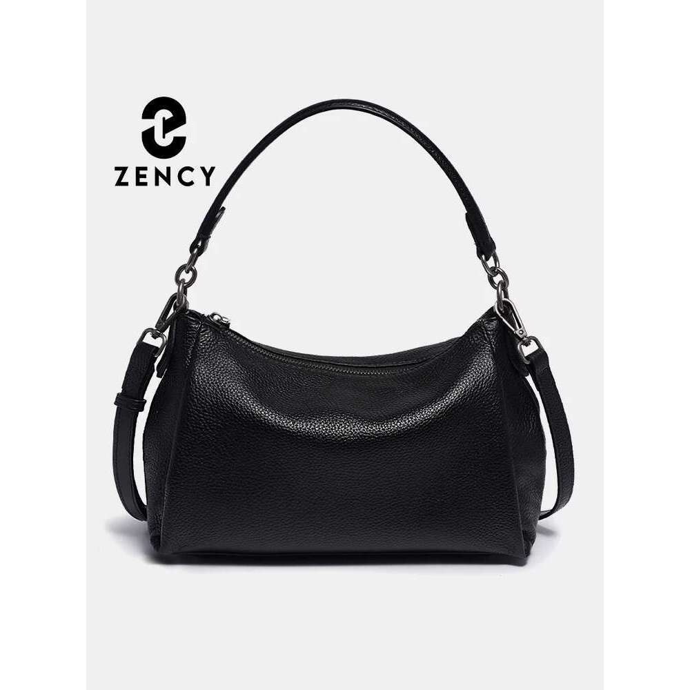 Zency Women's Soft Genuine Leather Bag Shoulder Bags High Quality Roomy Handbag Black Khaki Beige Crossbody With Two Strap Bolsa