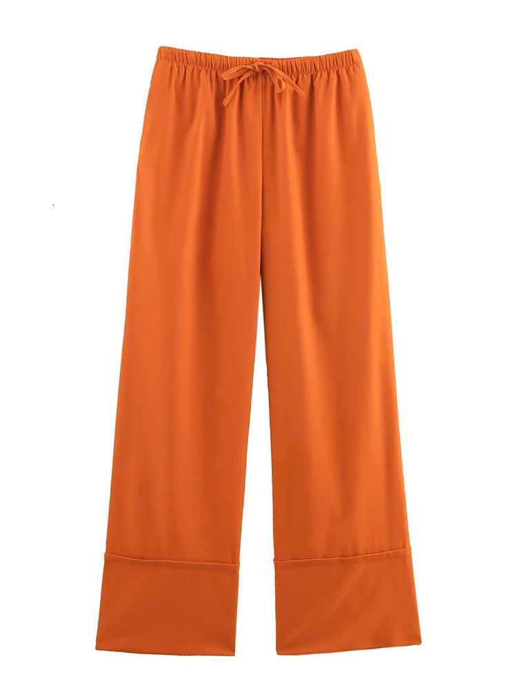 ZAJIA 2025 womens wear European and American French fashion linen n wideleg midwaist casual pants 250506
