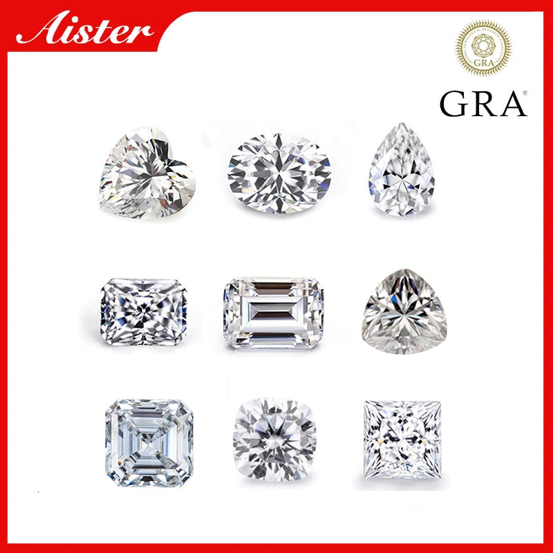 D Color Stone Round / Oval / Pear / Radiant / Emerald / Heart / Princess / Cushion / Asscher /Trilliant Cut 1.0-5.0ct 250516