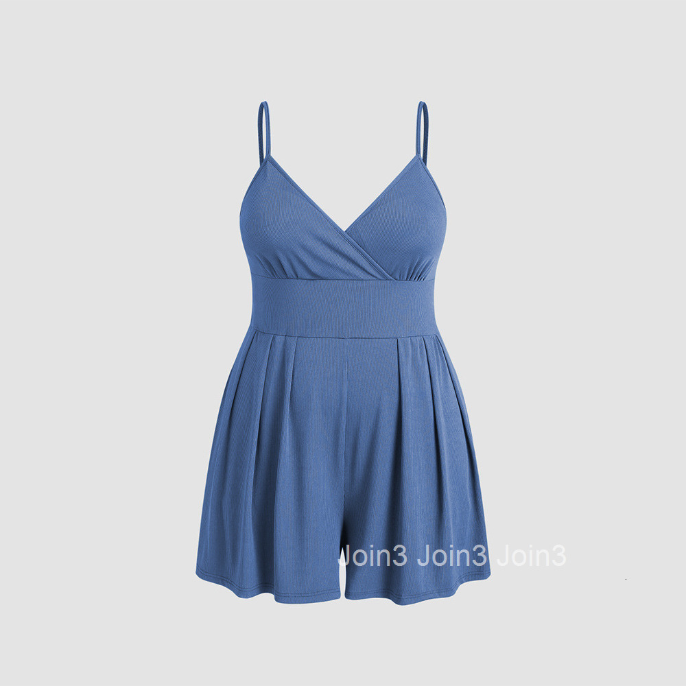 Plus Size Sleeveless Camisole Jumpsuit Summer Vacation Style Cinched Waist Jumpsuit Shorts
