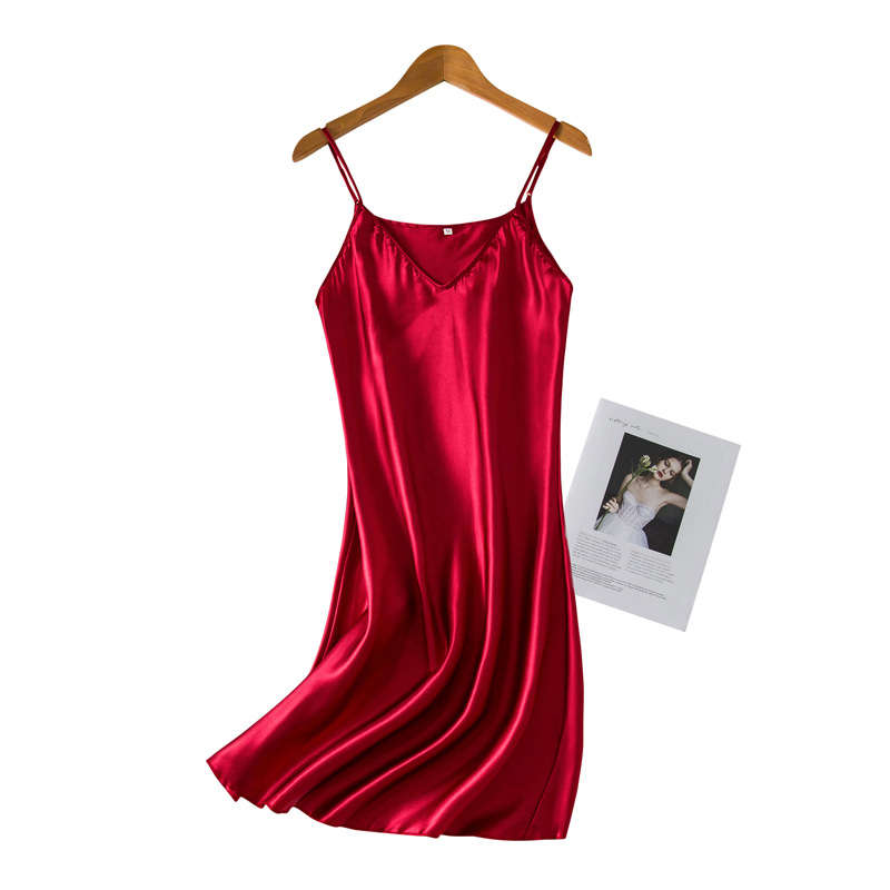 LW8260 Summer pure color ice silk simulation silk bridal gown inner wear ladies suspender skirt adjustable