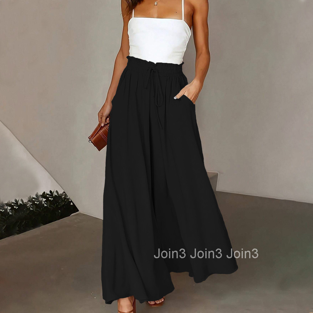 Large Womens Clothing with Simple Design and Wide Leg Pants Summer New High Waisted Slightly Flared Casual Pants for Women