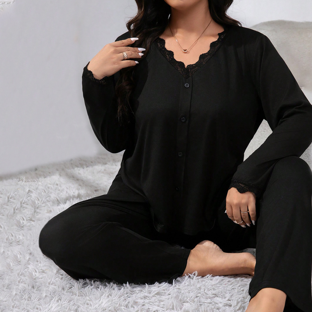 Versatile Casual Plus Size Home Suit Set for Autumn and Winter Loose and Comfortable Two-piece Set for Women