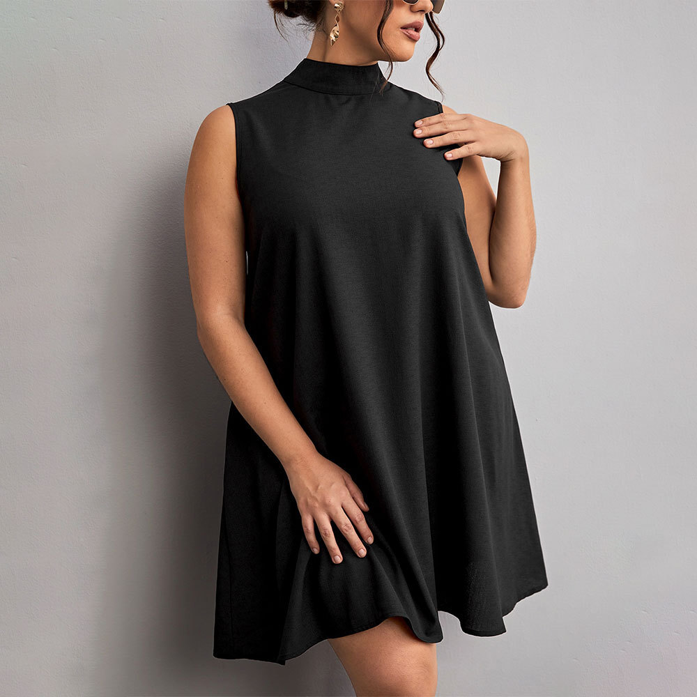 2025 Large Womens Elegant Style Dress Spring/summer New Half High Collar Temperament Short Skirt