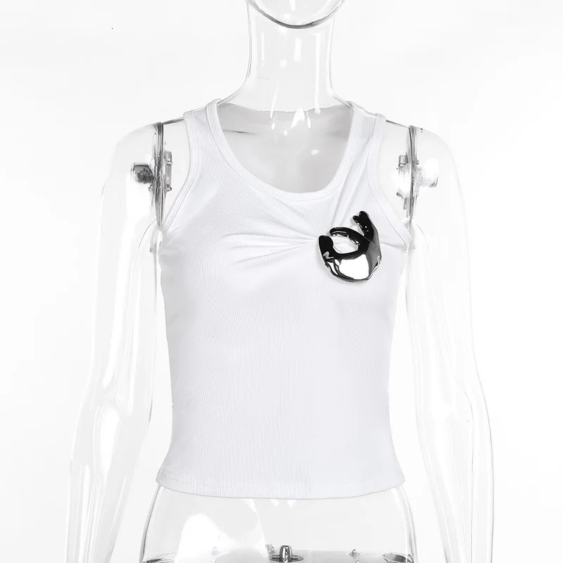 Womens Personalized Fashion Shrink Tank Top Sexy Solid Color OK Pattern 250506