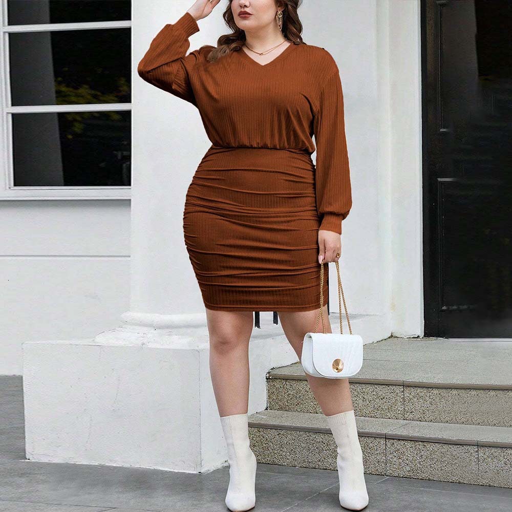 Plus Size Womens Commuting Style Dress for Office Workers Fashionable and Casual Versatile Short Skirt