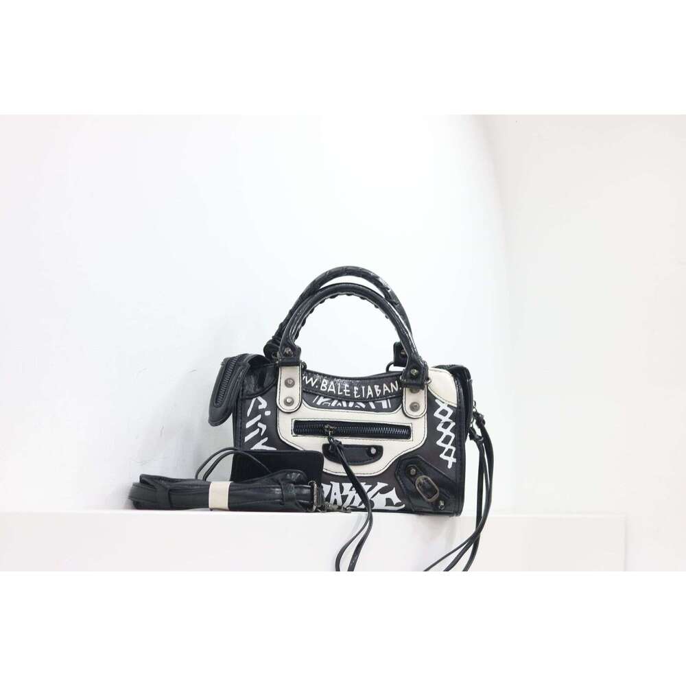 Small niche big female graffiti motorcycle microfiber with PU handbag single shoulder crossbody bag large capacity