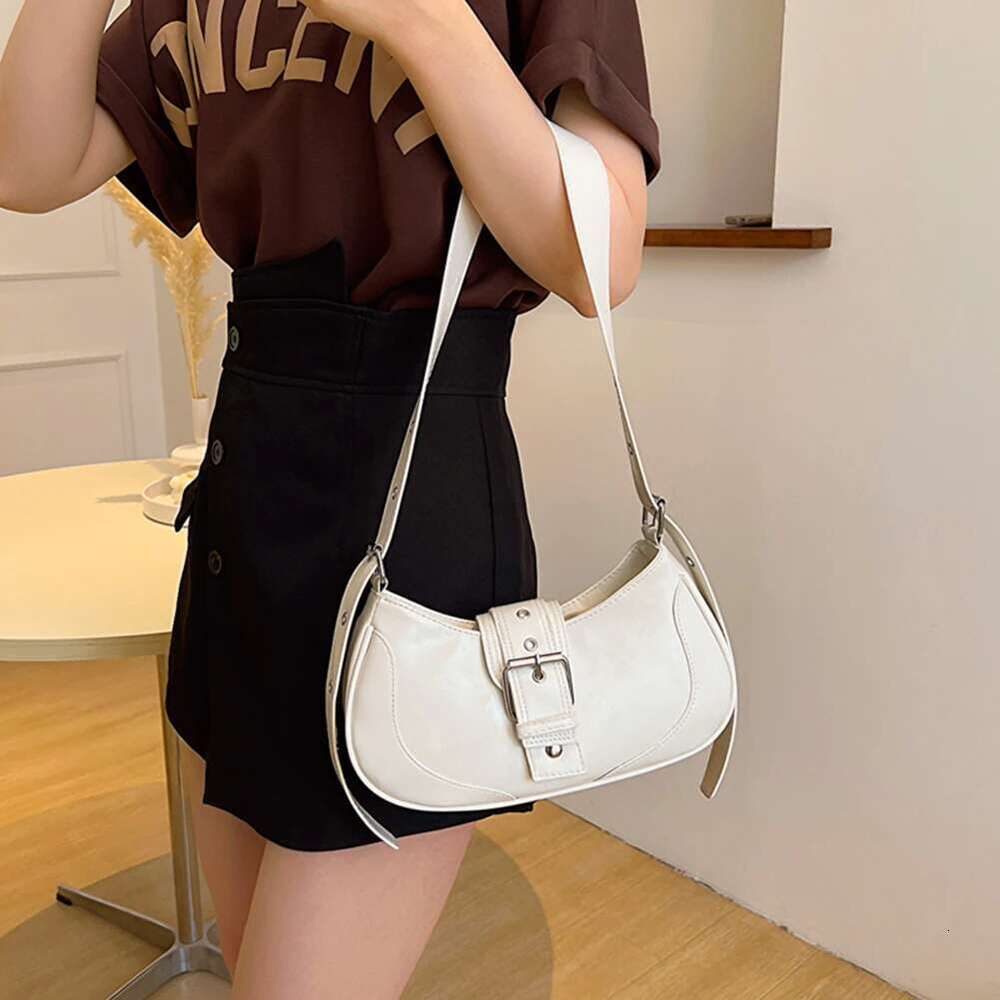 PU Leather Shoulder Bags Women Chic Underarm Spicy Girls Y2k Punk Style Simple Female Commuter Crossbody Bag Handbag