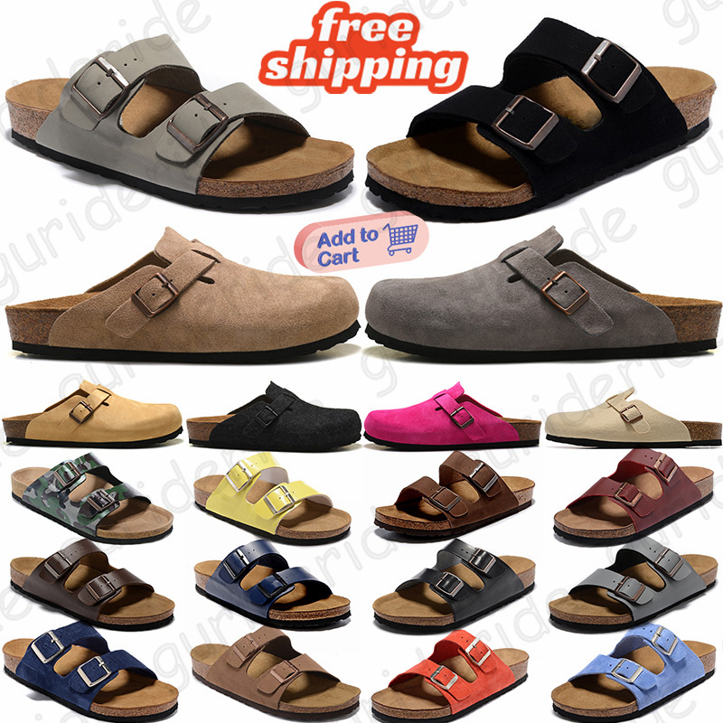 free shipping boston clogs sandals designer sandal slipper slides men women black suede leather taupe indoor outdoor casual shoe trainers sneakers