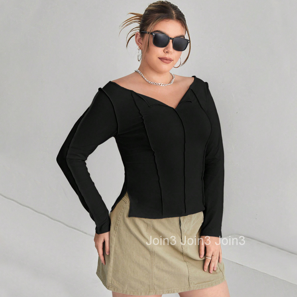 Oversized Womens Instagram Trendy T-shirt Autumn/winter Long Sleeved Fashionable Slim Fit Base Top
