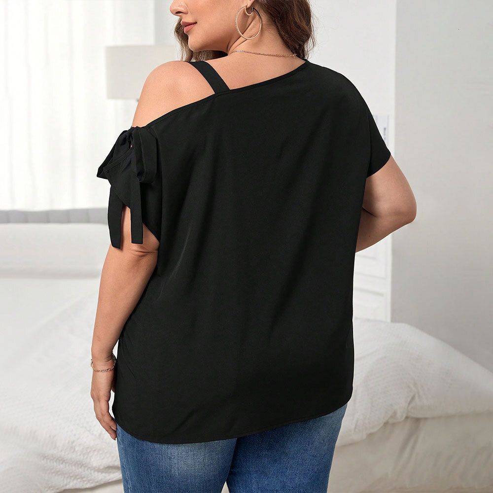 2025 New Short Sleeve T-shirt Summer New Off Shoulder Design Top Womens Wear