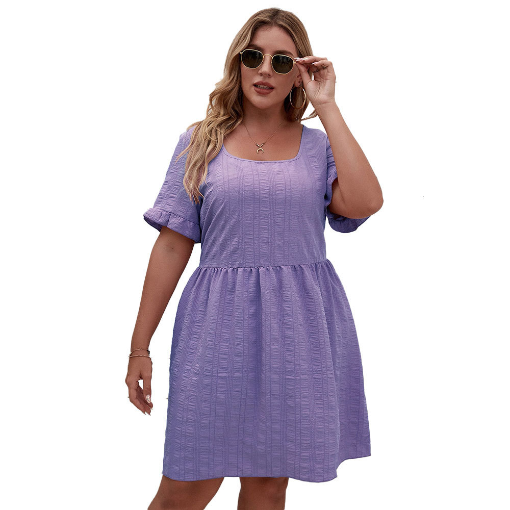 New Square Neck Texture A-line Skirt for Womens Wear Vacation and Leisure Style Dress