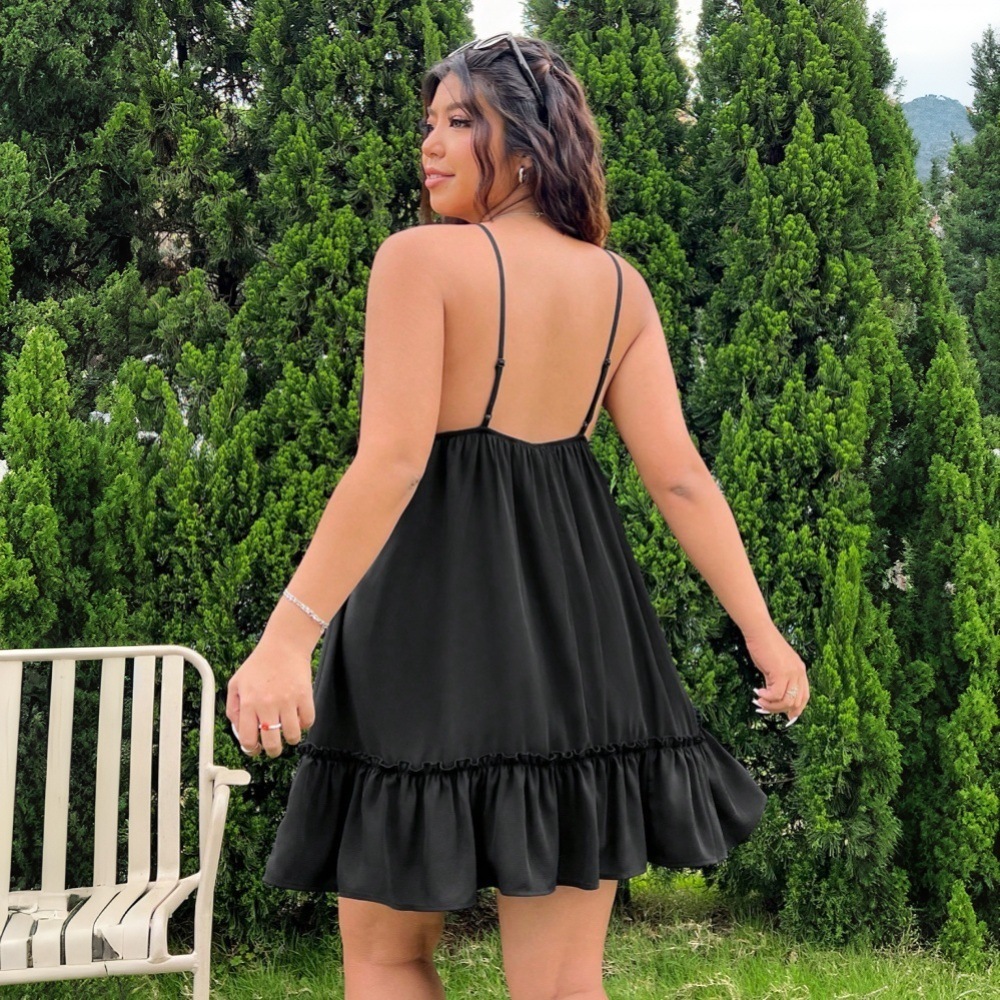 2025large Womens Sexy Strap Dress Spring/summer New High Waist Folded Middle Skirt