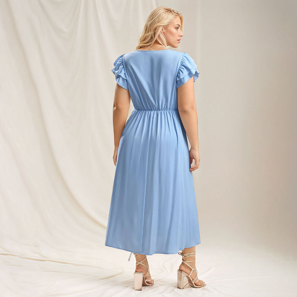 Large Size Womens Sweet and Age Reducing Dress with a Waist Cinching Flesh Covering Slimming and High-end Feel Long Skirt