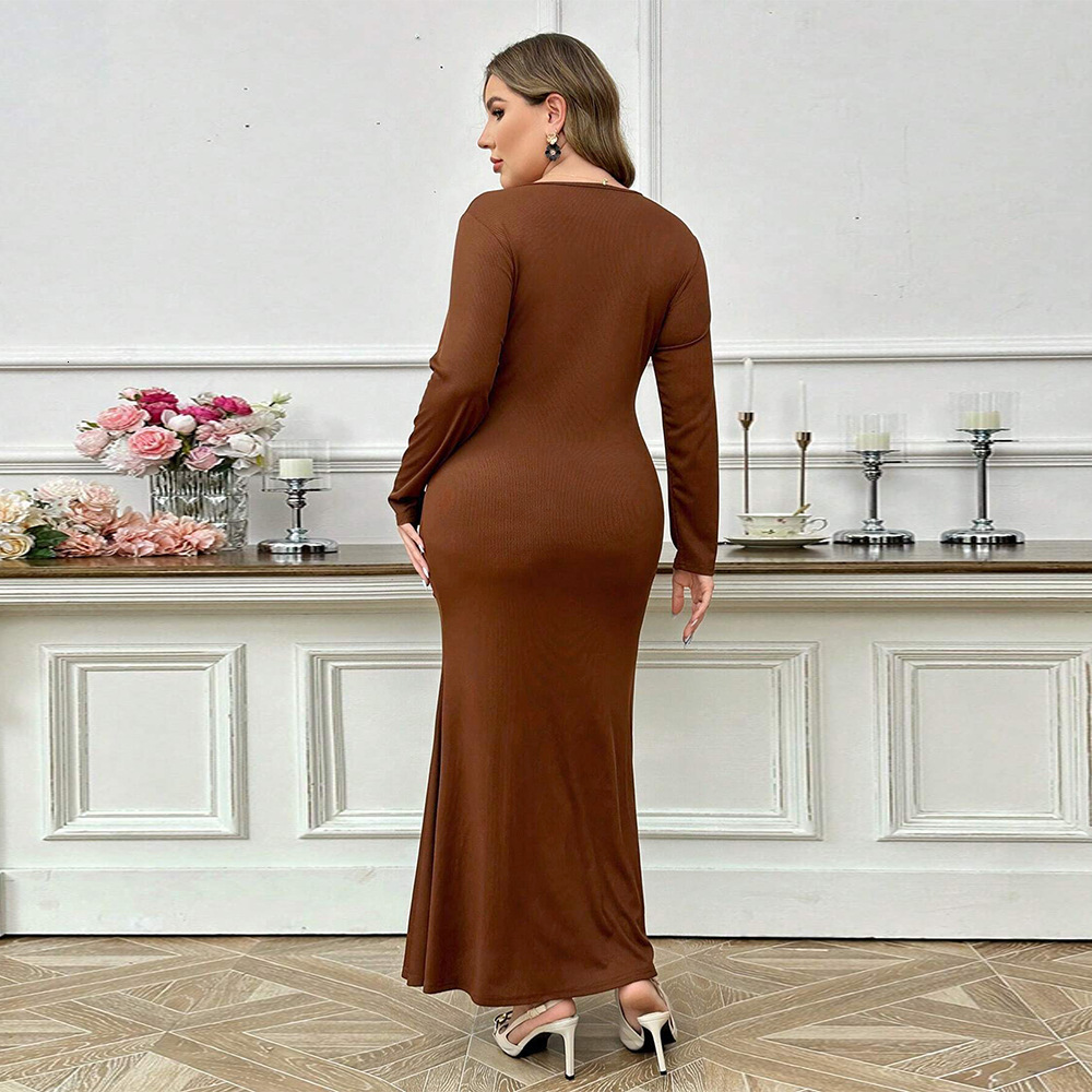Plus Size Womens Mature Dress with Intellectual Style Autumn and Winter Simple and Sexy Ankle Length Skirt