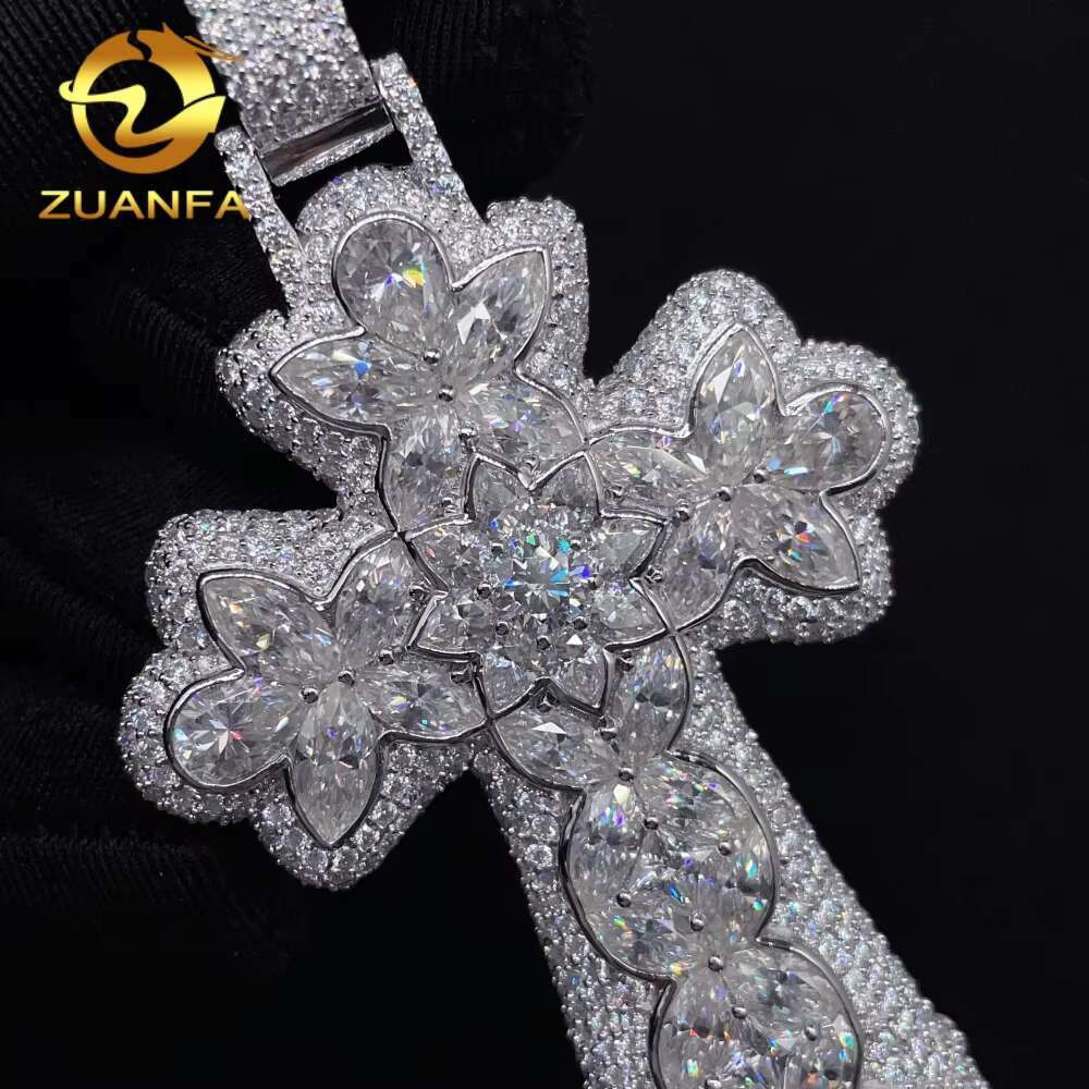 New Style GRA Pass Diamond Tester Solid 925 Silver Gold Plated Iced Out Big Size Fancy Moissanite Hip Hop Pendant Charms