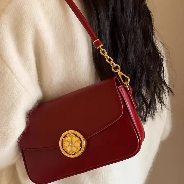 2025S Designer Palace Museum Culture Series Round Shadow Small Square Red Single Shoulder Women Underarm Crossbody Bag