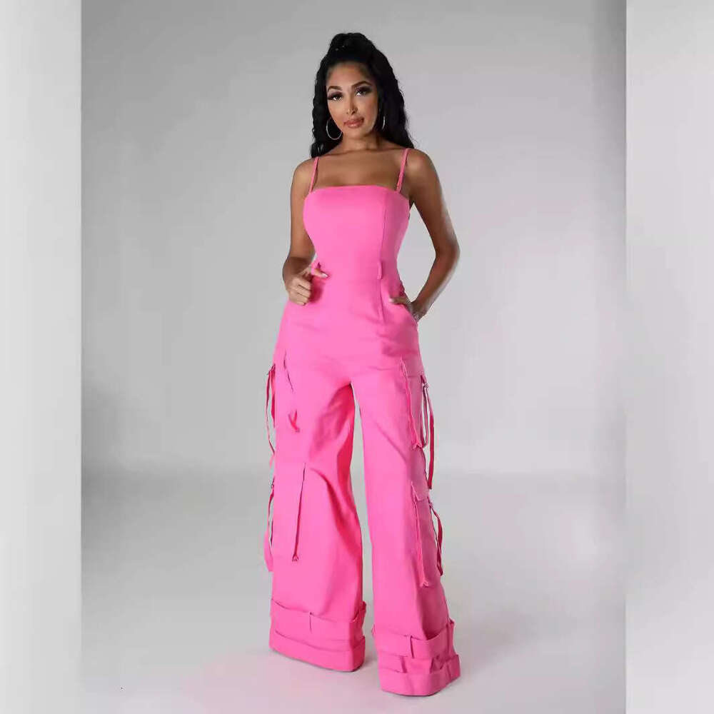 Wide Leg Jumpsuit HX Women S Camisole Slim Fit Age Reducing Slimming And Fashionable Multi Bag Jumpsuit