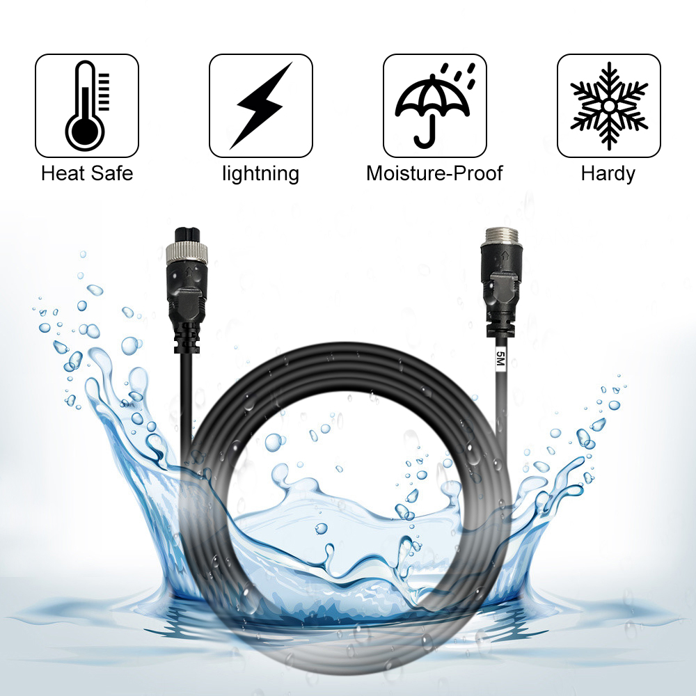 Auto 4-pin Aviation Video Extension Cable RV Reversing Monitor CCTV System Car Video Extension wire