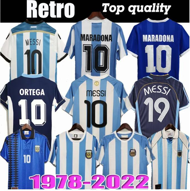 1978 1986 1998 Argentinas Retro Soccer jersey Maradona 1994 1996 2000 2001 2006 2010 Kempes Batistuta Riquelme HIGUAIN KUN AGUERO CANIGGIA AIMAR Football Shirts