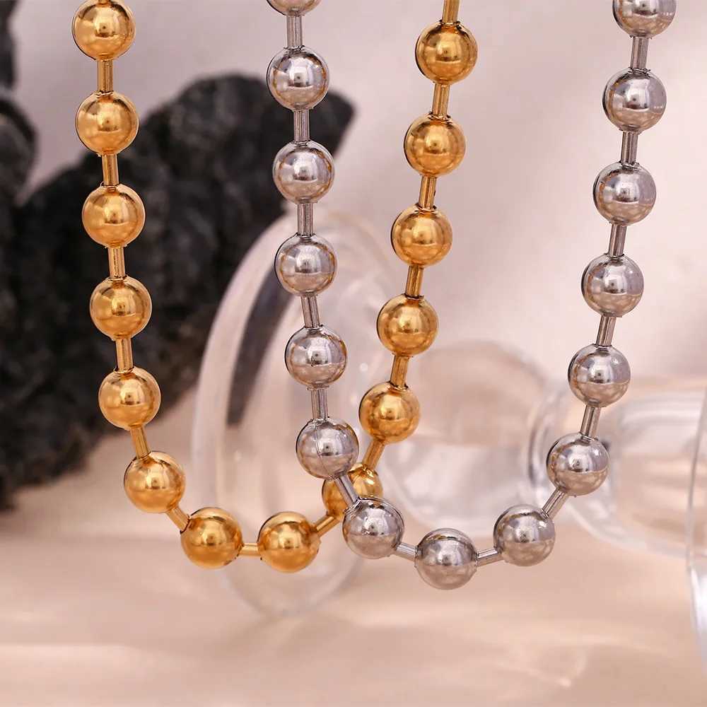 3/6/8mm Stainless Steel Ball Bead Necklaces For Wen Men Gold/Silver Color Metal Bead Chain Choker For Jewelry Making X250516