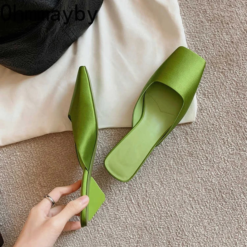 Spring Summer Cover Toe Women Muels Slippers Fashion Shallow Slip On Party Dress Ladies Slides Shoes 250514