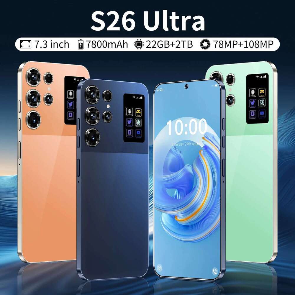 2025 New S26 Ultra Smartphone 5G 7.3 Inch 22G+2T Dual SIM Android14 48Mp + 72Mp 8000Mah Global Editionphone Gaming Phone