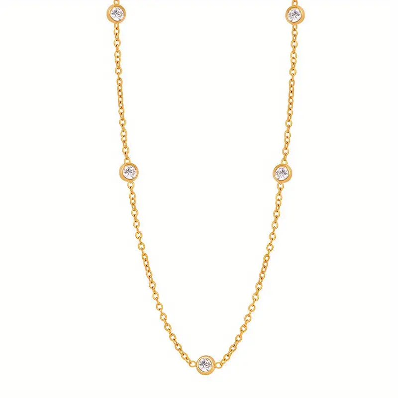 D-color VVS1 0.5CT*5 Moissanite s925 pure silver starry sky necklace for women, European and American cross-border 18K gold 50-point 5-diamond bubble 