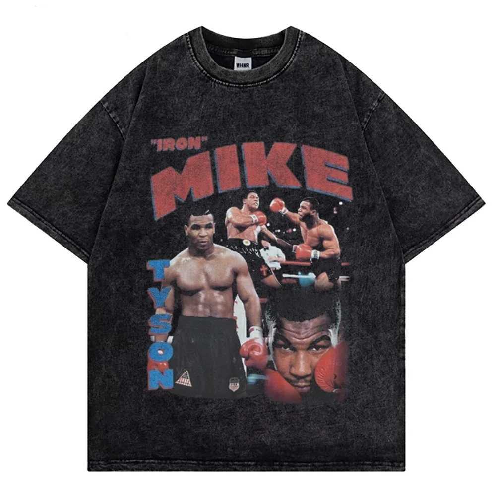 Mike Tyson Washed T Shirt Vintage Boxing T-shirts Streetwear Retro Tshirt Summer Short-sleeved Shirts Oversized Tshirts X250516