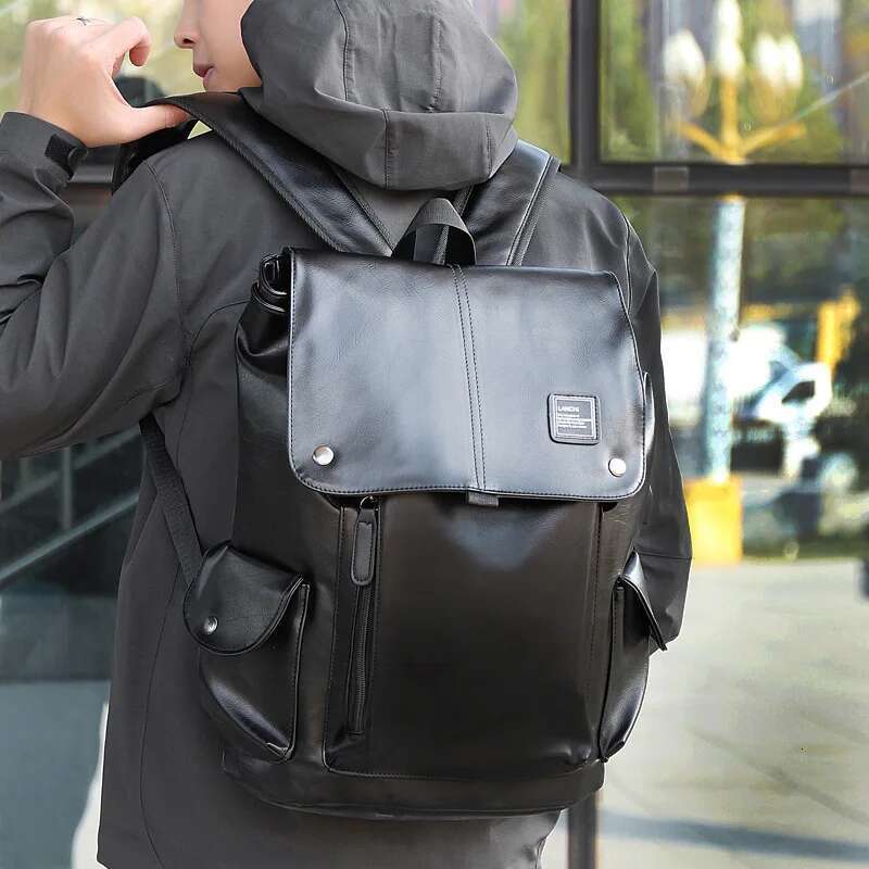 Brand Men School Backpack Fashion Waterproof Travel Bag Casual Leather Book bag Male