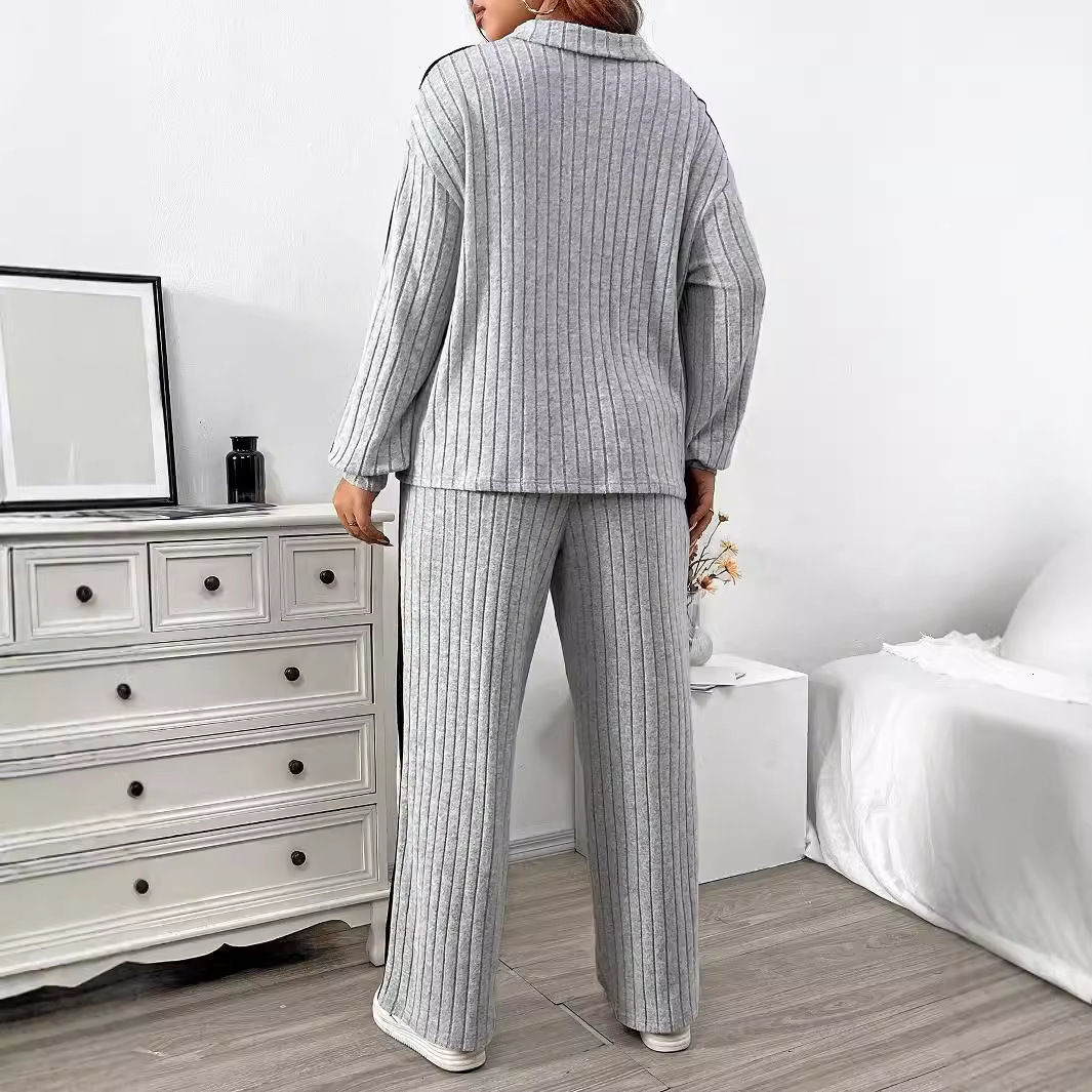 Large Size Womens Simple and Lazy Style Fashion Set for Autumn and Winter New Casual and Loose Color Matching Two-piece Set