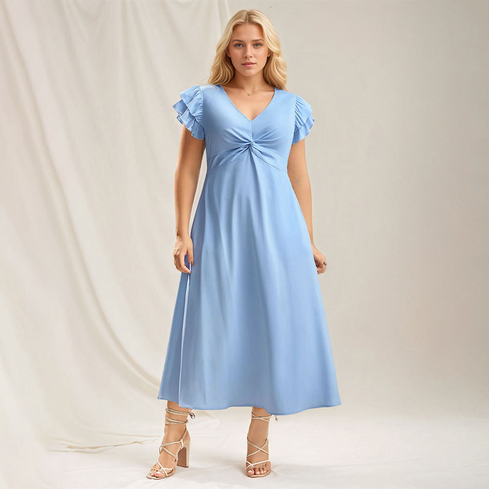 Large Size Womens Sweet and Age Reducing Dress with a Waist Cinching Flesh Covering Slimming and High-end Feel Long Skirt