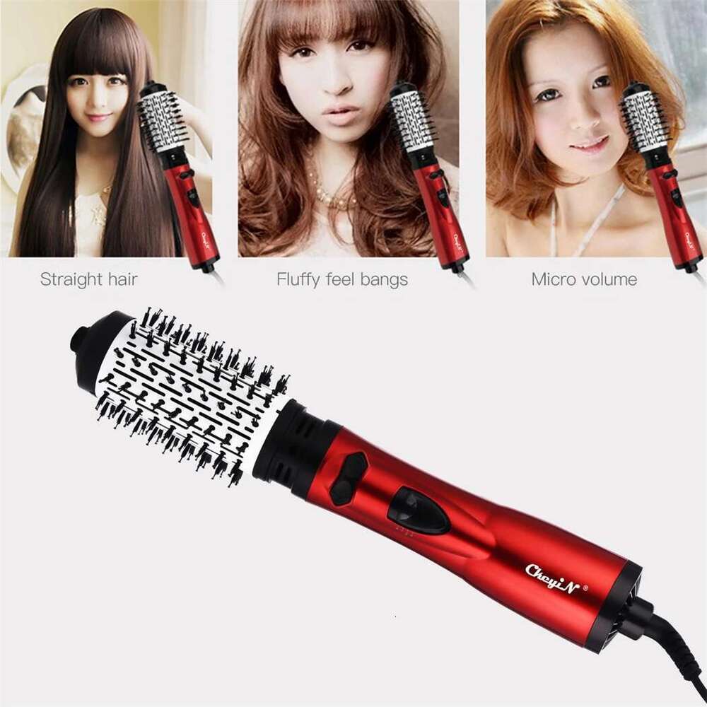 CkeyiN Hair 2 In 1 Hot Air Spin Brush Curling Straightening Styling Auto-Rotating Ionic Round Blow Dryer Volumizer