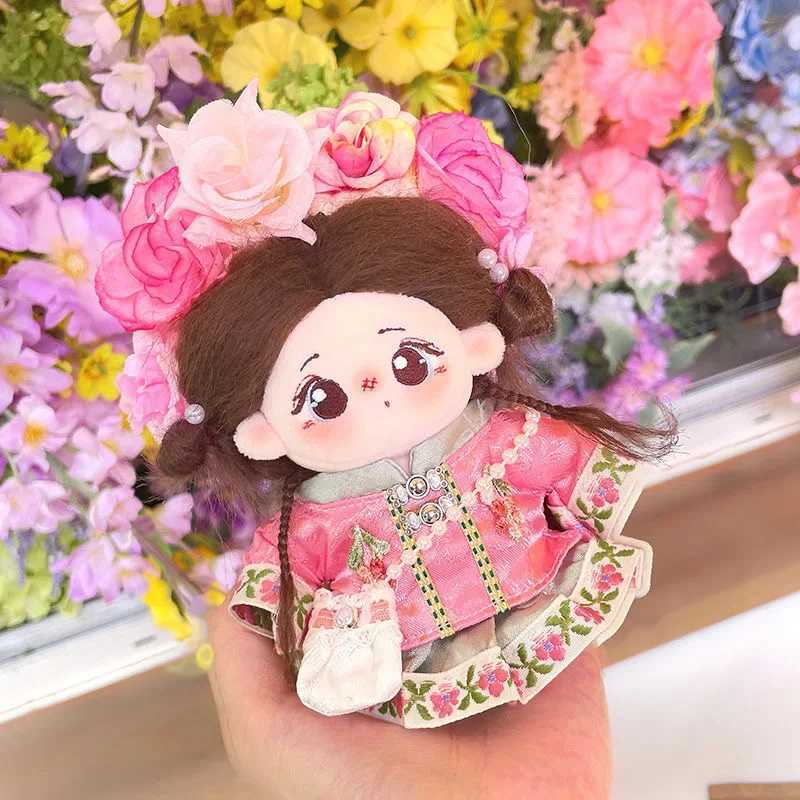 17cm Labubu Clothes Suit Chinese Sle Hanfu Flower Headwear Ancient Clothing Toys For 1/8 1/12 BJD 10cm Cotton Doll Gift Free shipping