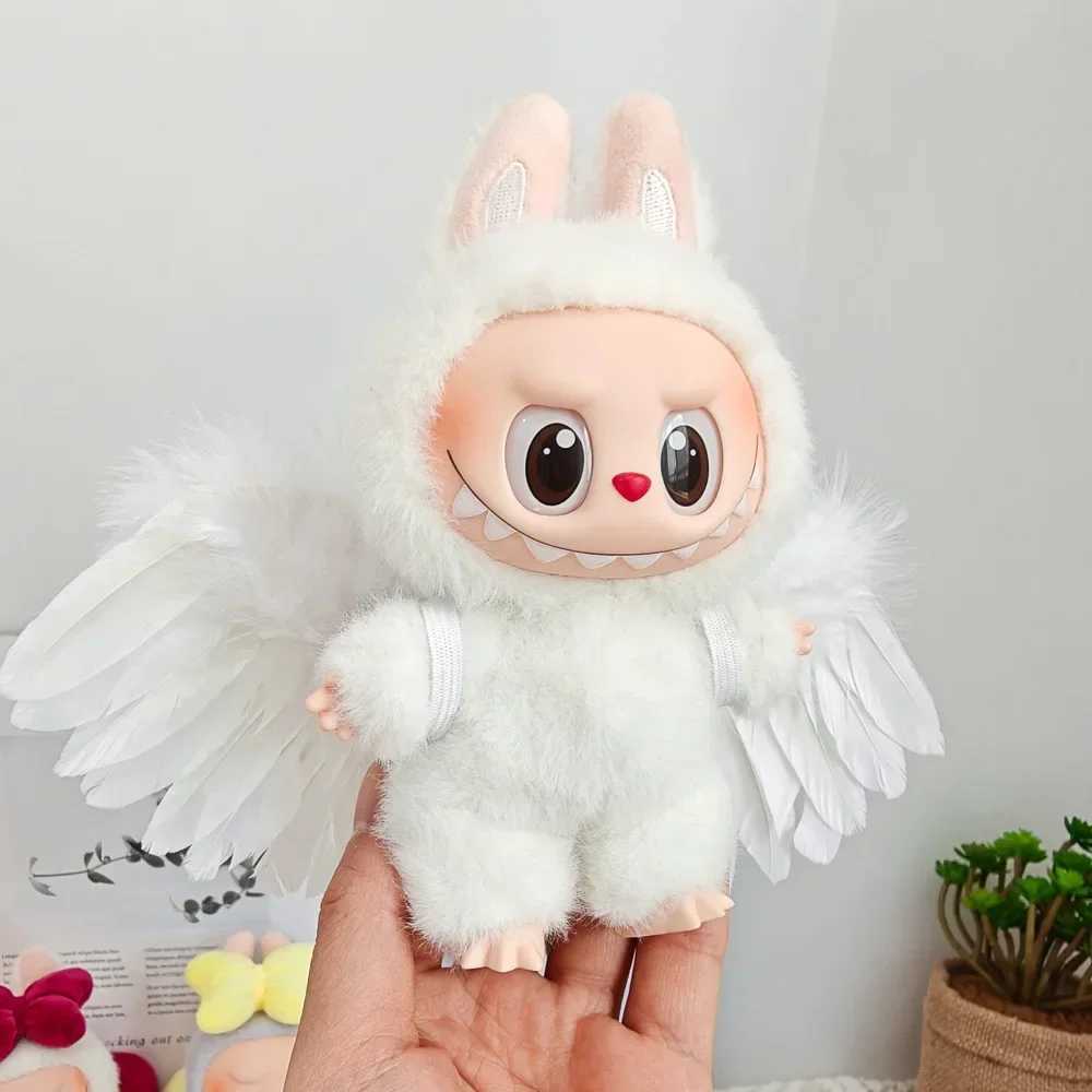 Labubu Black/White Wearable Feather Wings Dolls Clothes Outfit Accessories for 15-17cm DIY Mini Dolls Clothing Girl Gift Z250516