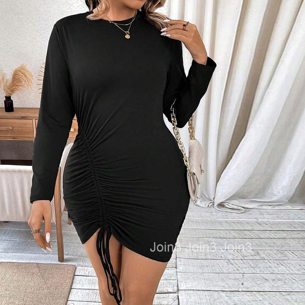 Plus Size Womens Simple and Pure Desire Style Dress for Autumn and Winter Slim Fit and Slimming High Waist and Hip Hugging Short Skirt