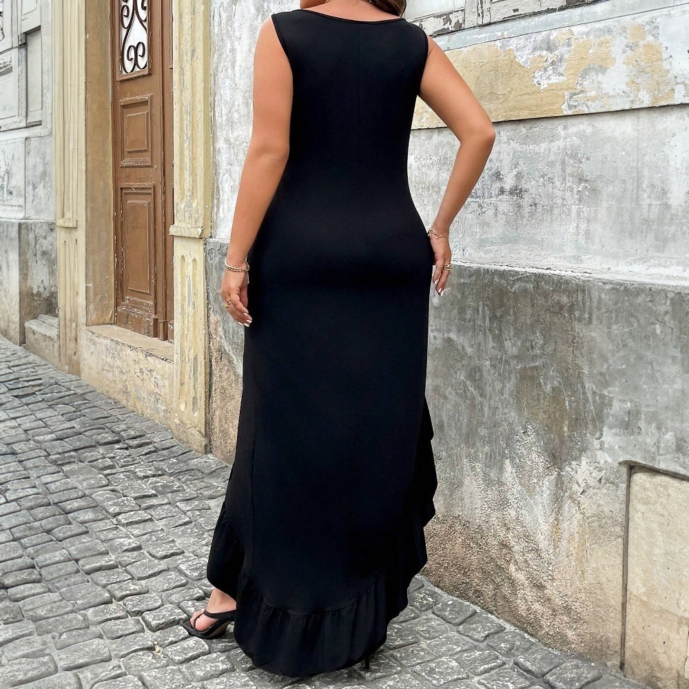 2025 Plus Size Womens Spring and Summer New Style Sexy Temperament Dress High Waisted Sleeveless Mid Length Skirt