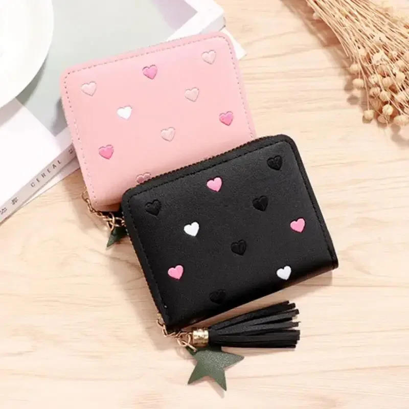 1PC Women Small Ladies Mini Tassel Cute Short Zipper Lovely Pu Leather Coin Female Hand Wallet Purse 250514 Y260206