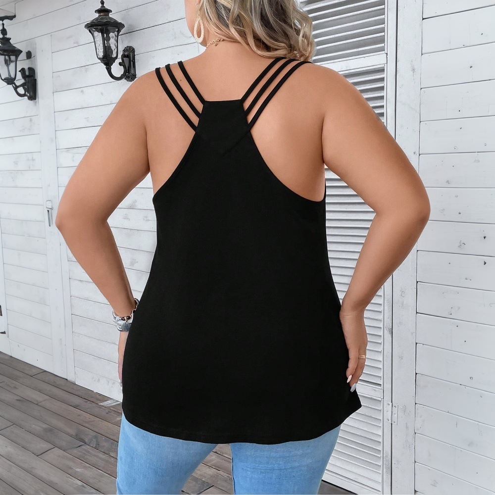 2025 Large Sleeveless Strap Top Spring/summer New Collection Solid Color Sleeveless Outerwear Loose T-shirt