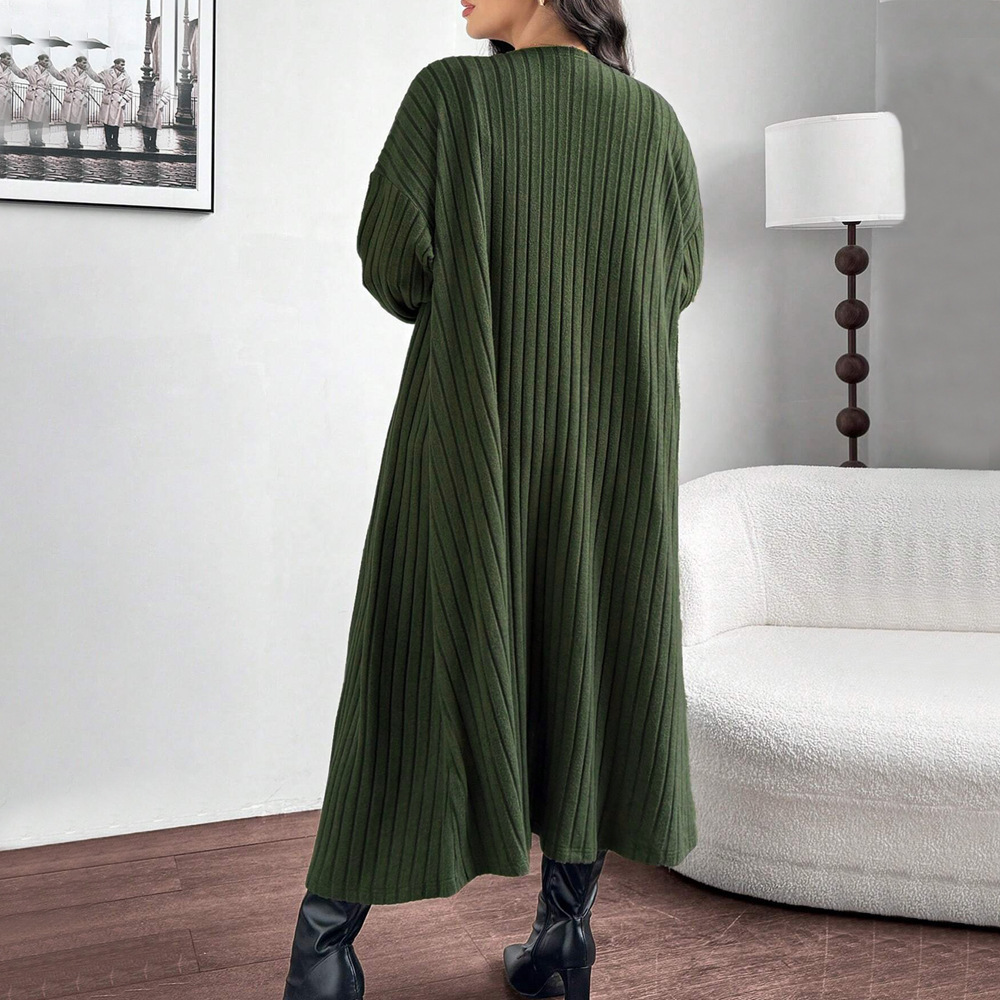 Large Size Womens Casual Fashion Set Autumn and Winter Lazy Style Jacket Suspender Dress Two-piece Set