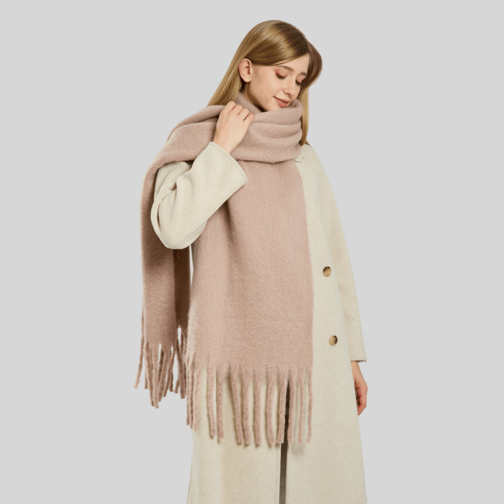K740 Solid color terry scarf for women, new style for autumn and winter, high-end and versatile, warm neck scarf and shawl for dual use
