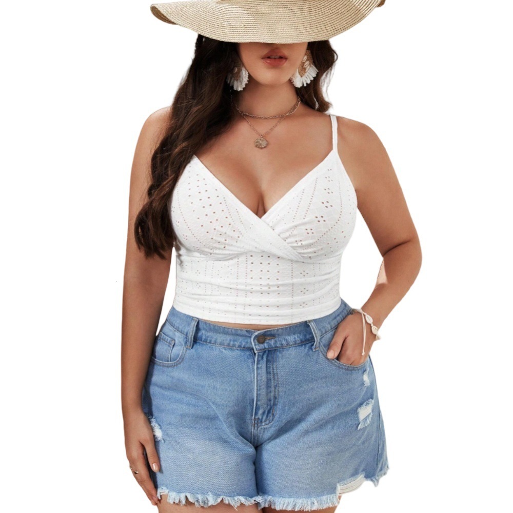 2025 Plus Size Womens Sexy Elegant Style T-shirt for Spring and Summer New Short Style Slim Fit Camisole Top