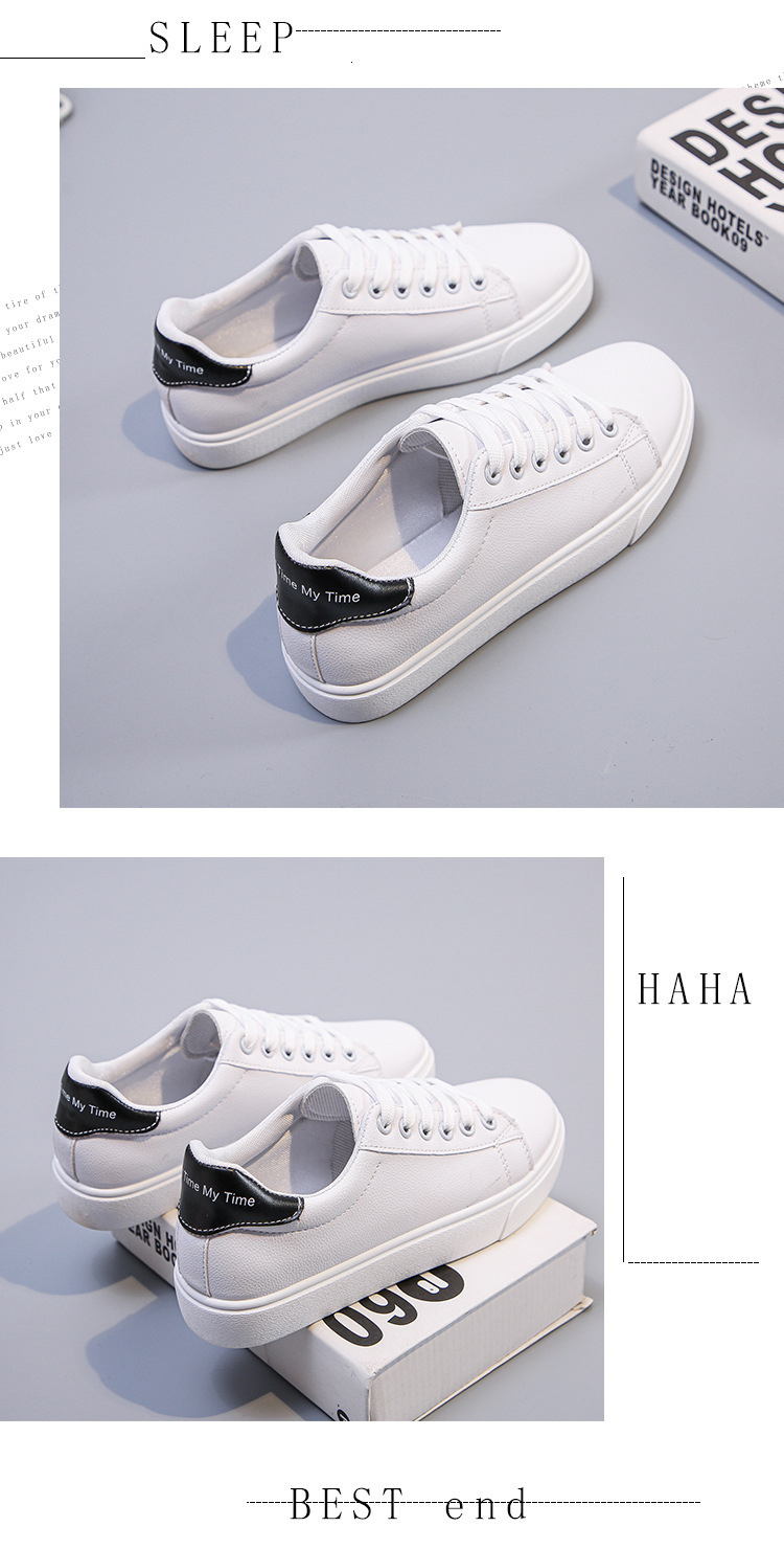 New round toe lace up low heel flat shoes designed for casual, large, fashionable and versatile white single shoes for women in bulk