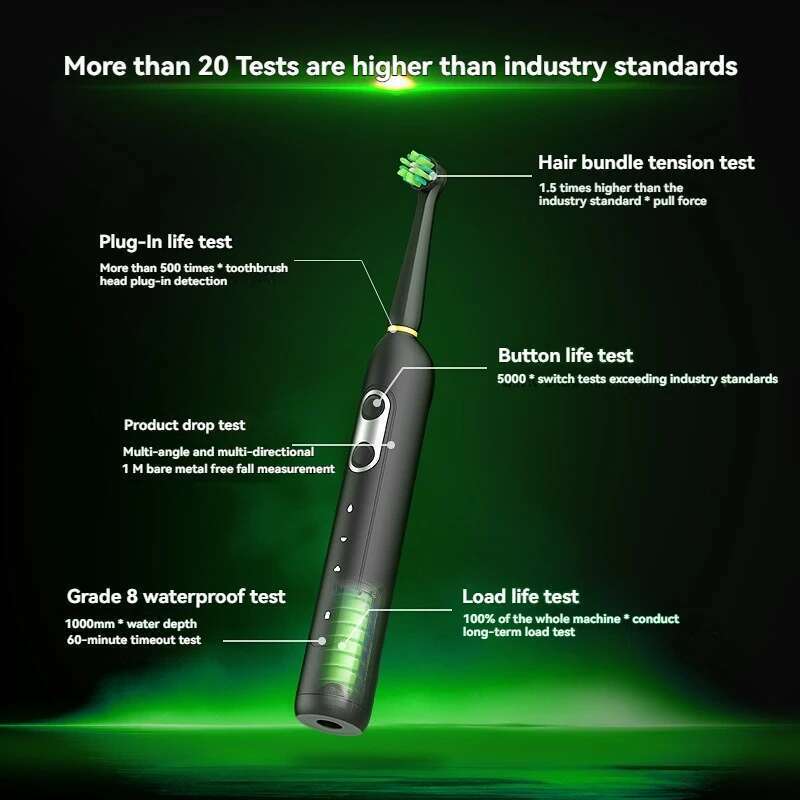 Rotating electric toothbrush induction charging, waterproof, high-performance motor,3 modes 70 day battery life, 10 brush heads