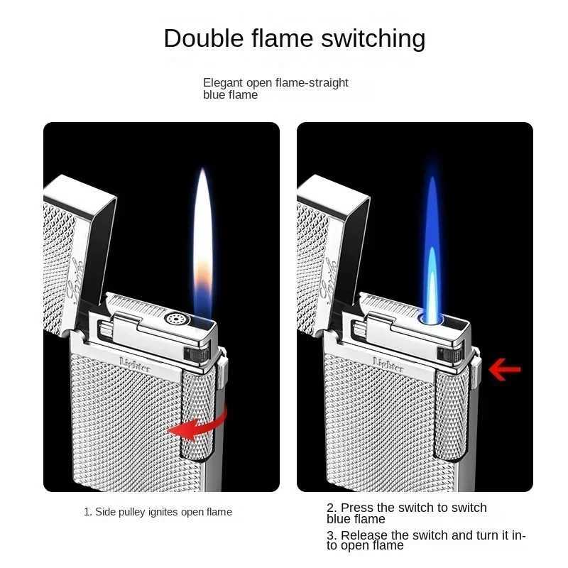 Metal Windproof Torch Gas Lighter Double Flame Butane Lighter Smoking Accessory Gadgets for Men Gift Cigarette LighterT250516