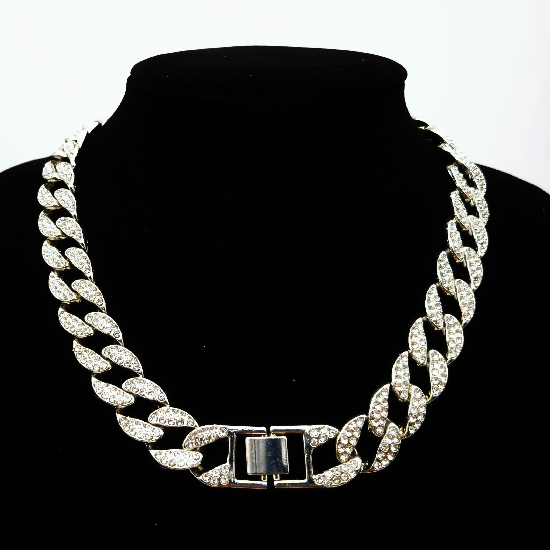 15mm Iced Out Cuban Link Necklace and Bracelet Set for Men Women Hip Hop Style Rhinestone Jewelry Wholesale for Streetwear & Party