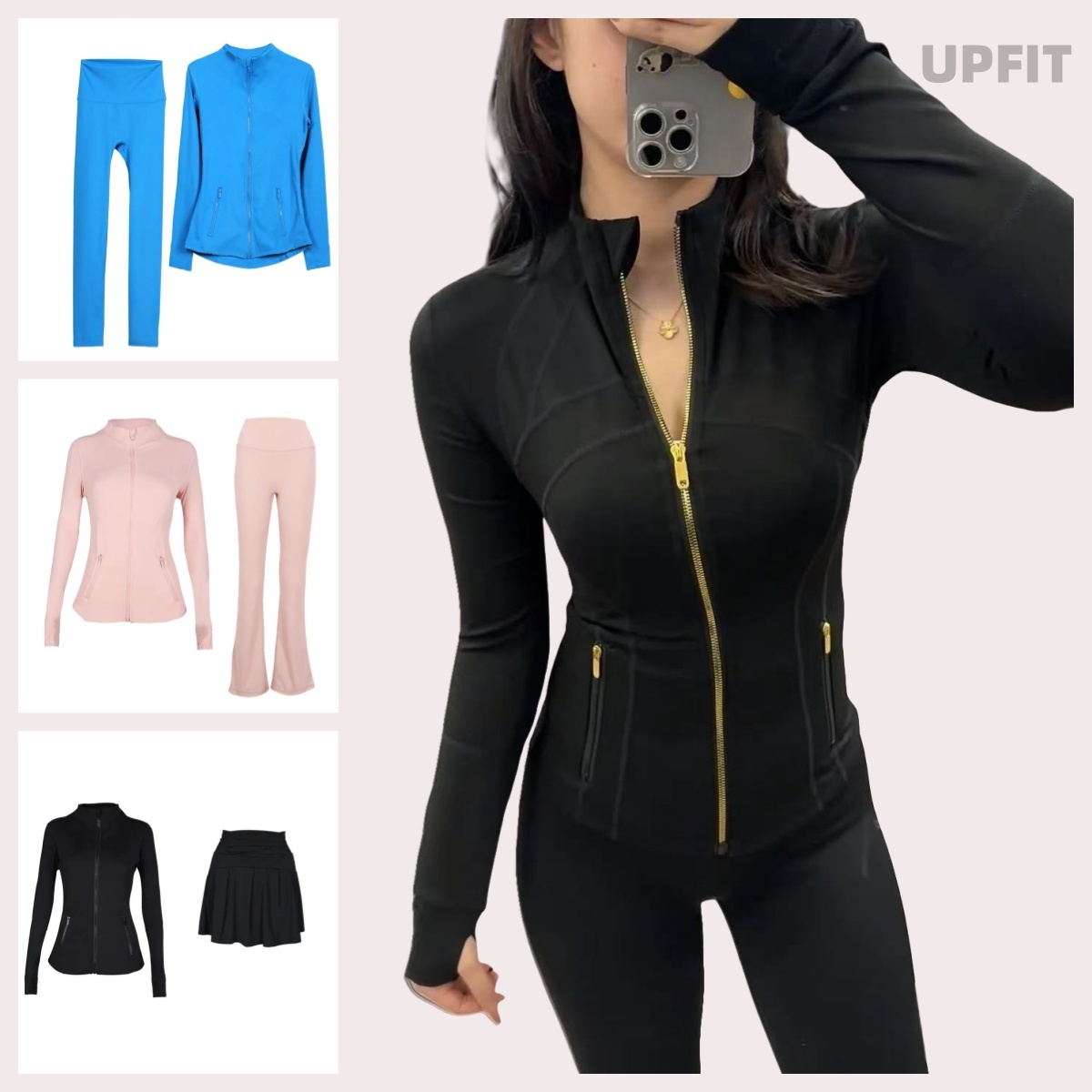 2025 Yoga Gold Zip Jacket Pants Set Define Women Workout Sport Sweatshirt 2 Sets Sports Bra Top Yoga Outfit Skirt Jaket Set Sweatshirt Jackets Sets
