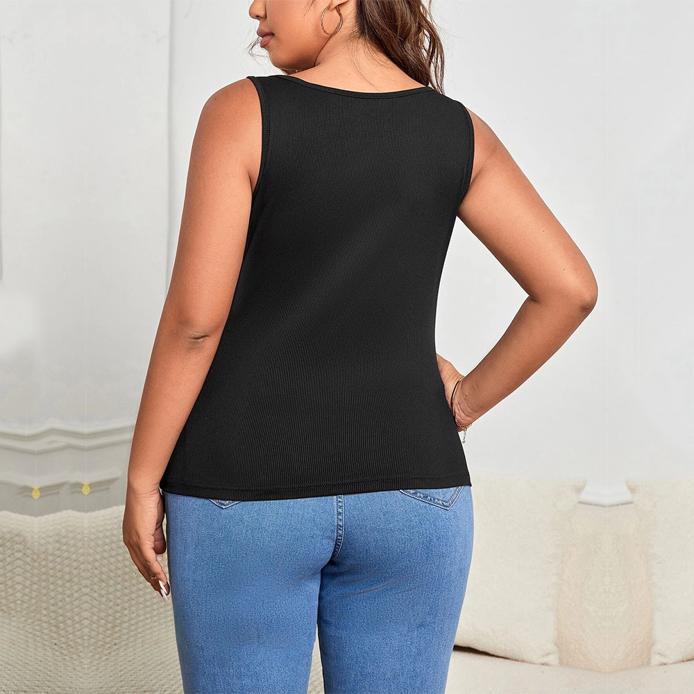 Large Size Womens New Ins Style Asymmetrical Shoulder Strap Hollowed Out Slim Fit Solid Color Vest Top
