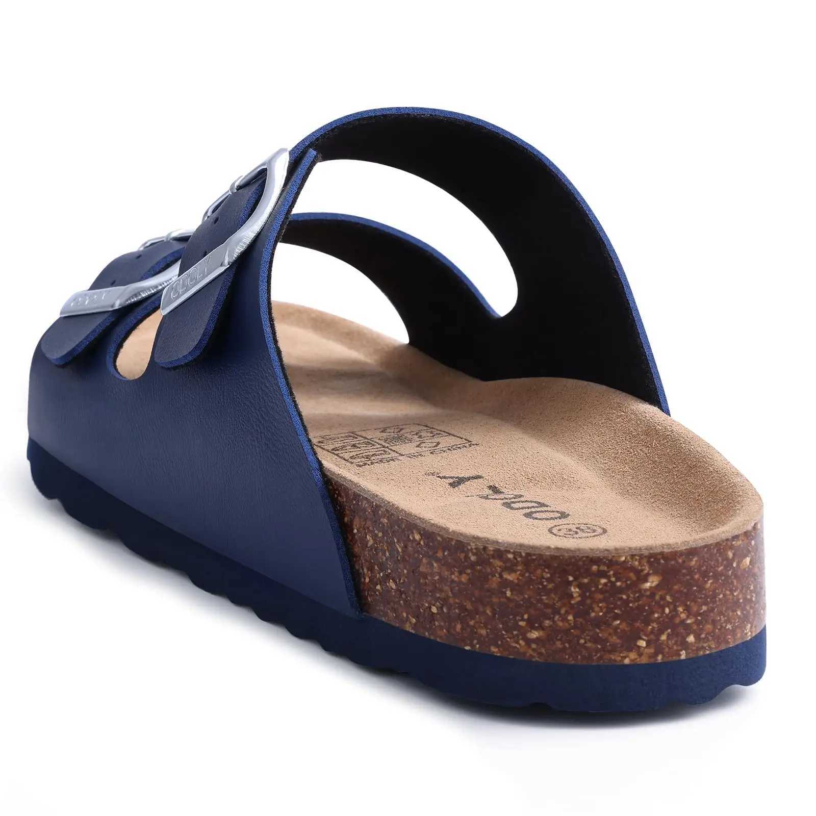 Book Now Cork Slippers Summer New Wen Double Buckle Sandals Soft Cfy Cork Footbed Slides Brand Unisex Beach Shoes Y250516